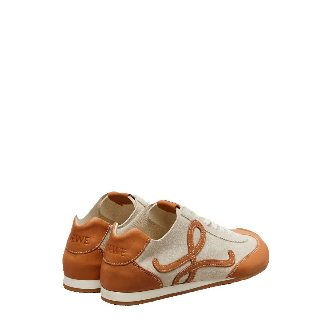 LOEWE BALLET RUNNER . SUEDE AND MESH BEIGE/WHITE/BROWN ORANGE & BEIGE