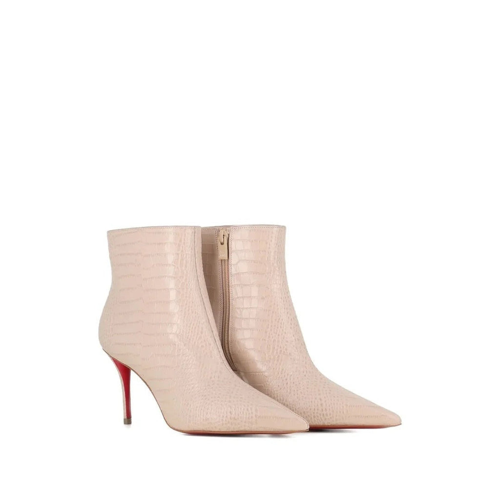 CHRISTIAN LOUBOUTIN MISS Z LEATHER ANKLE BOOTS BEIGE & NUDE