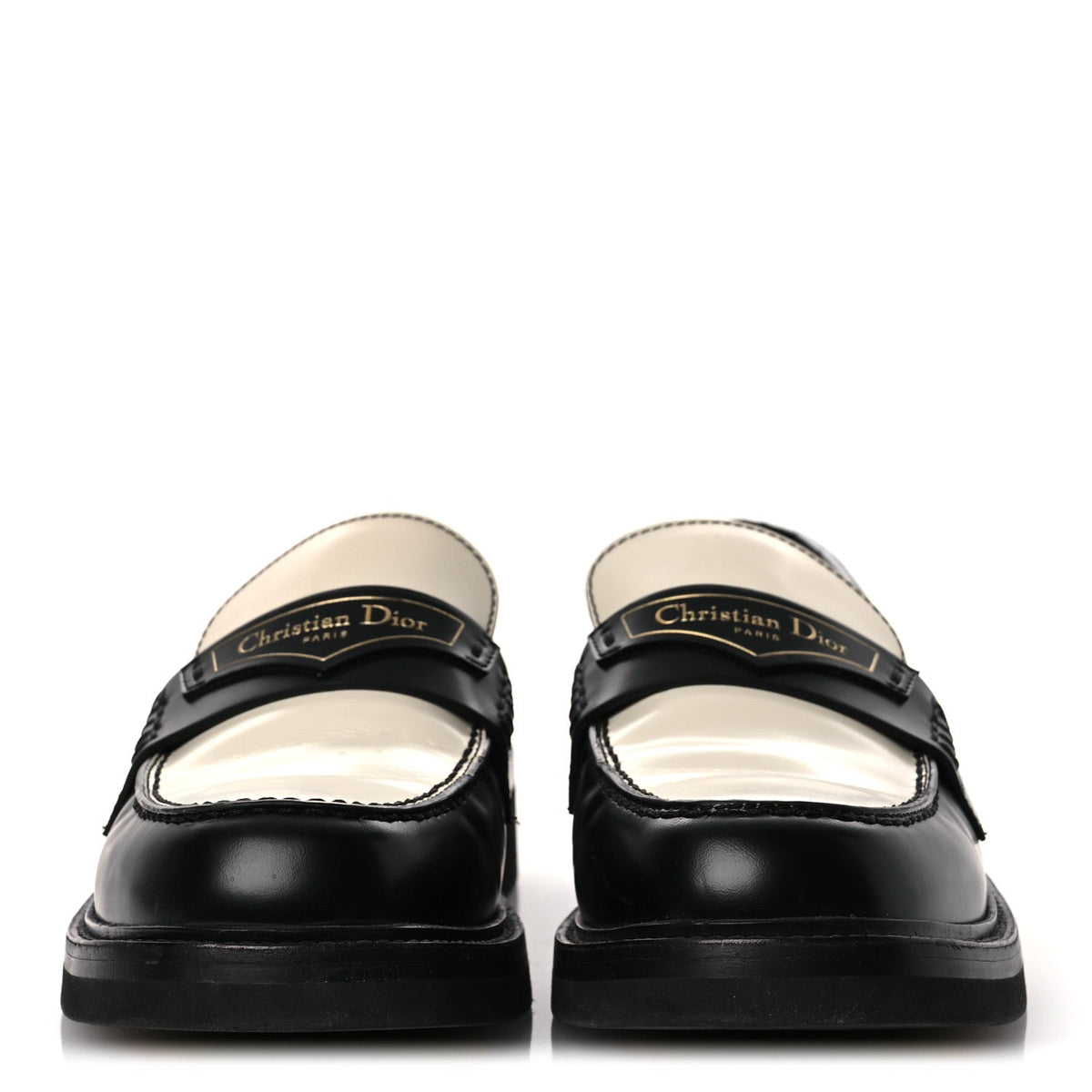 CHRISTIAN DIOR BRUSHED CALFSKIN BOY LOAFER BLACK WHITE