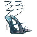 RENÉ CAOVILLA FLOWER CLEO SATIN HEELED SANDAL BLUE