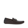 GUCCI HORSEBIT-EMBELLISHED WEBBING-TRIMMED SUEDE LOAFERS DARK BROWN