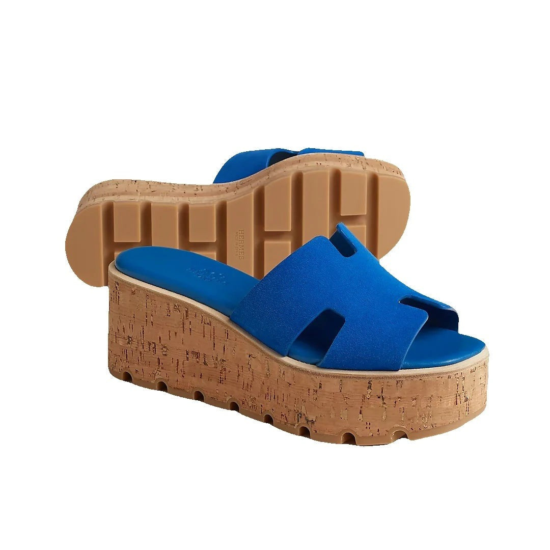 HERMÈS EZE SANDAL BEIGE BLUE