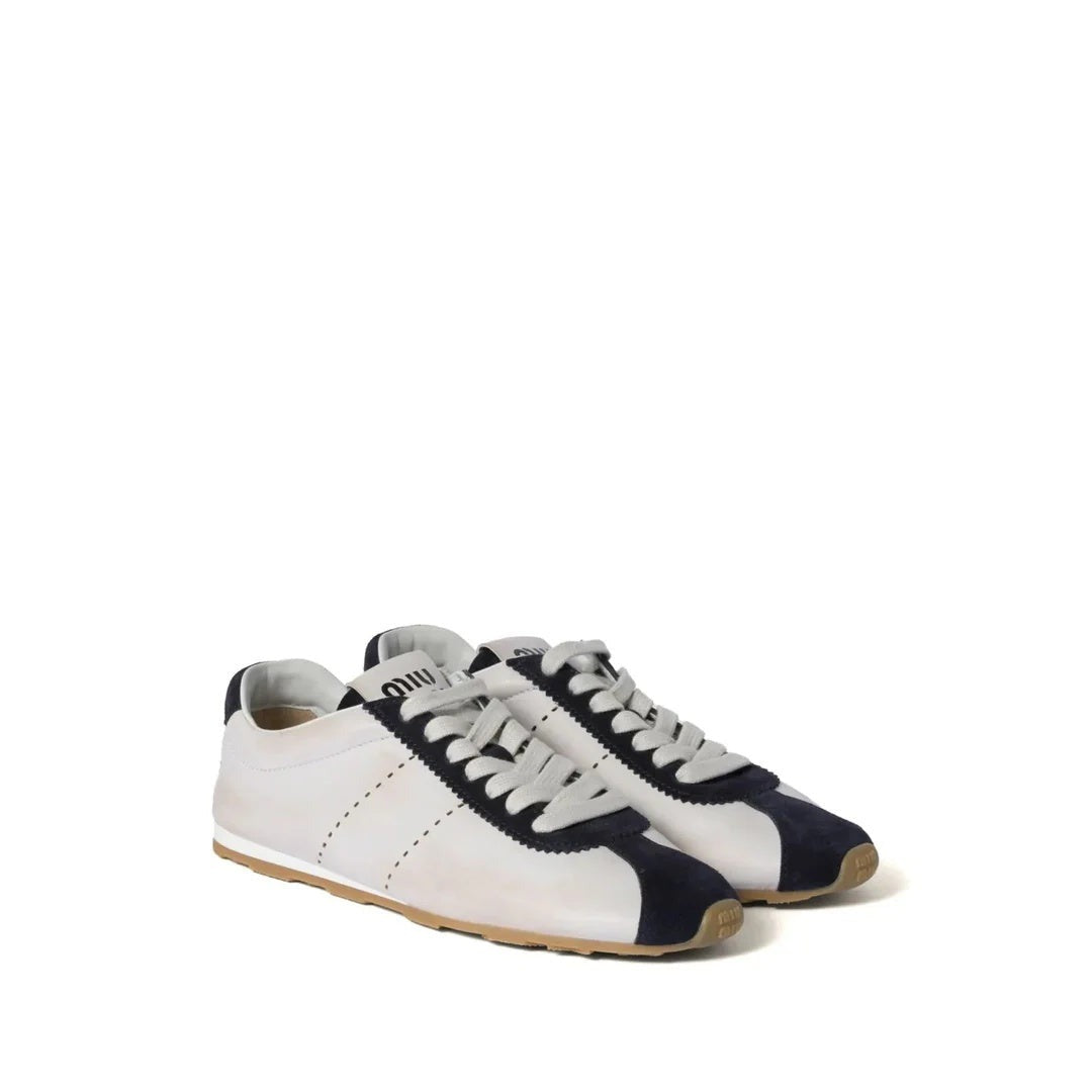 MIU MIU PLUME MESH FABRIC SNEAKERS WHITE & NAVY