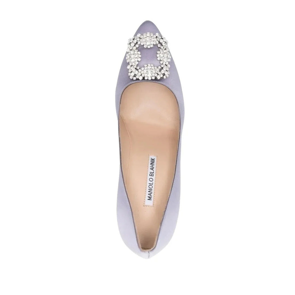 MANOLO BLAHNIK HANGISI CRYSTAL-BUCKLE PUMPS LILAC & LIGHT PURPLE