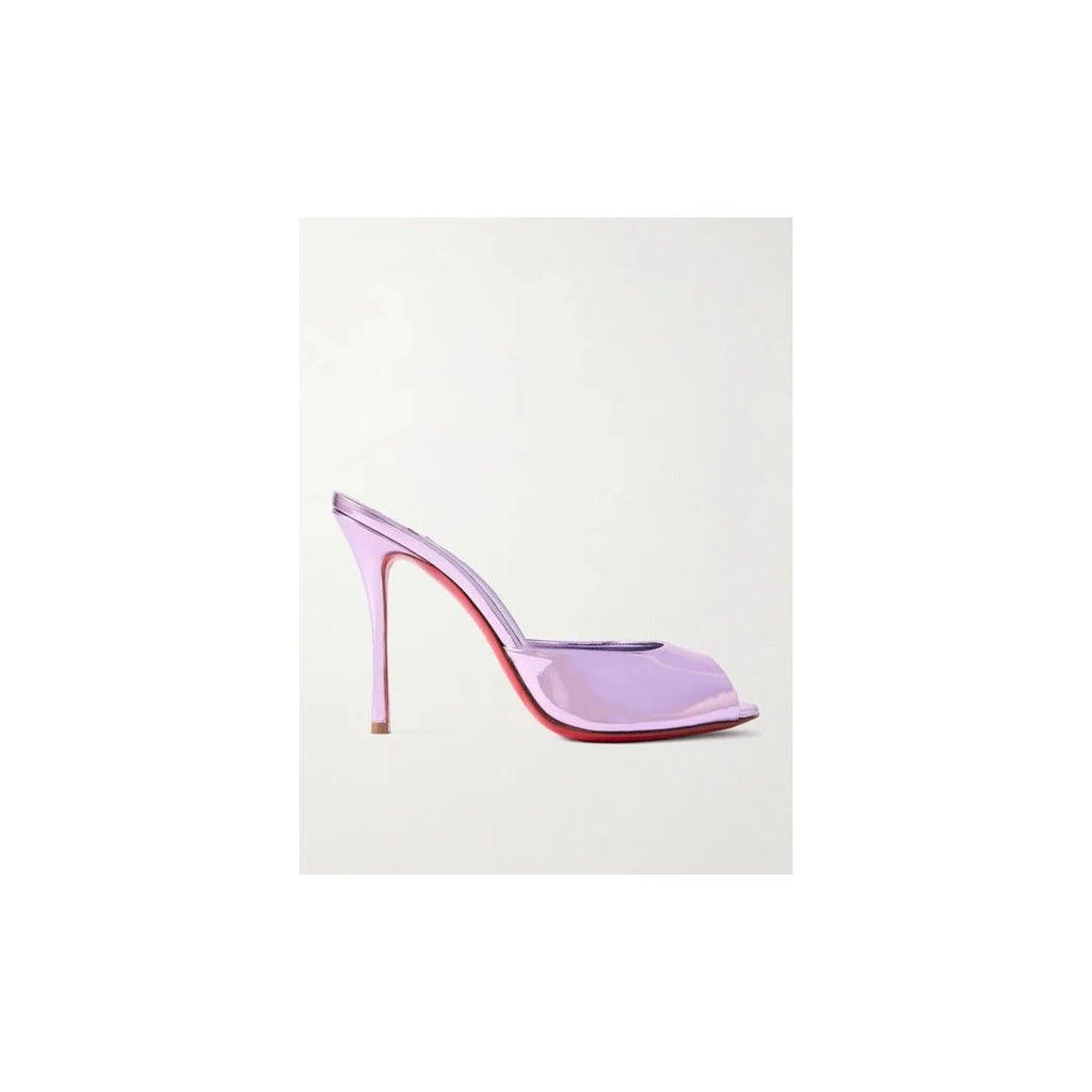 CHRISTIAN LOUBOUTIN ME DOLLY PATENT LEATHER MULES LILAC & PURPLE