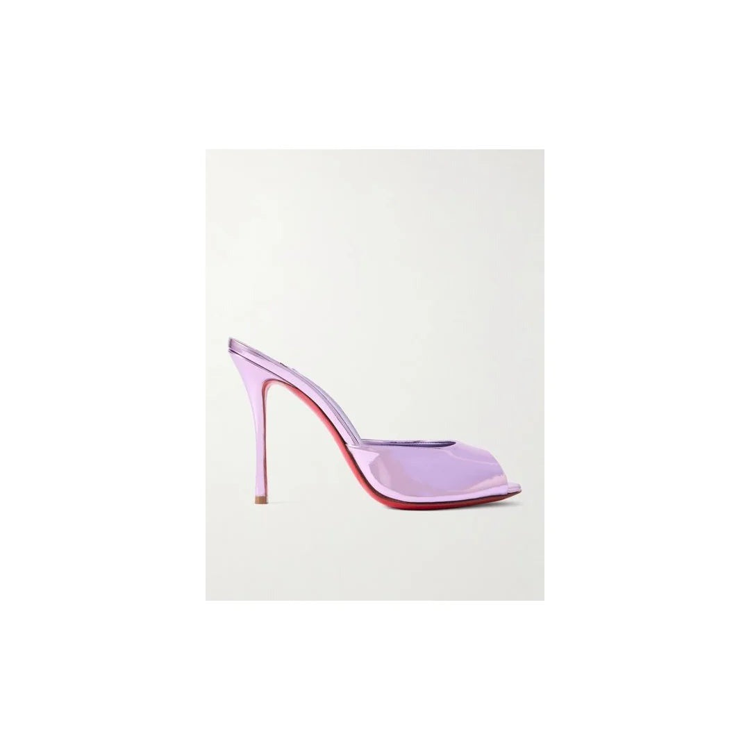 CHRISTIAN LOUBOUTIN ME DOLLY PATENT LEATHER MULES LILAC & PURPLE