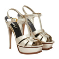 SAINT LAURENT TRIBUTE SANDALS GOLD & METALLIC