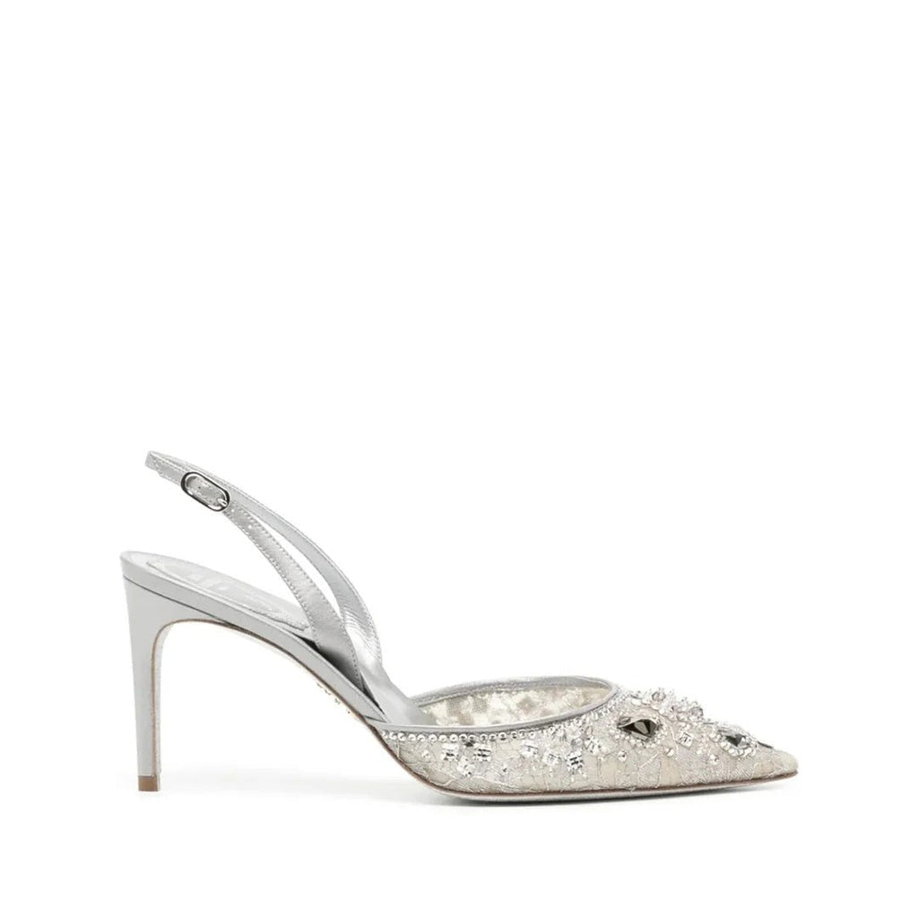 RENÉ CAOVILLA EVA LILAC MULE SILVER
