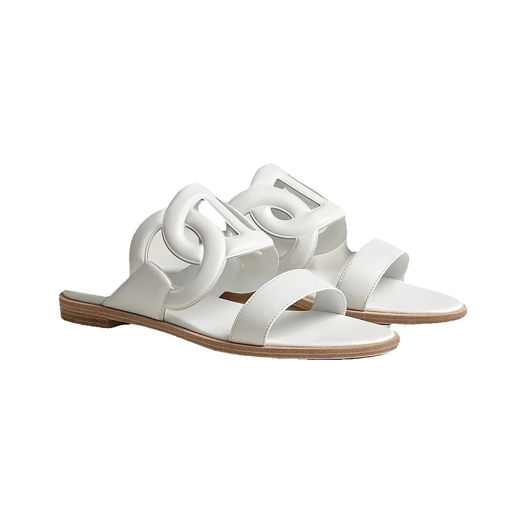 HERMÈS LAGUNE SANDAL BEIGE WHITE