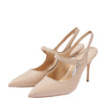 MANOLO BLAHNIK CAMPARISLI NAPPA LEATHER SLINGBACK PUMPS BEIGE & NUDE