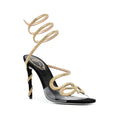 RENÉ CAOVILLA CLEO RHINESTONE-EMBELLISHED SANDAL GOLD