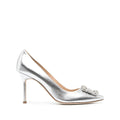 MANOLO BLAHNIK HANGISI SATIN PUMP SILVER