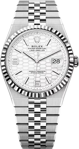 rolex-land-dweller-40-white-gold-oystersteel-intense-white-honeycomb-motif-dial-fluted-bezel-flat-jubilee-bracelet-127334-2025