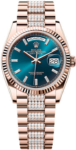 rolex-day-date-36-36mm-blue-green-dial-fluted-bezel-president-bracelet-128235-new-2024-model