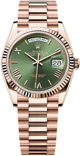 rolex-day-date-36mm-olive-green-dial-fluted-bezel-president-bracelet-128235-2025