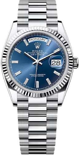 rolex-day-date-36-36mm-bright-blue-diamond-set-dial-fluted-bezel-president-bracelet-128236-new-2024-model