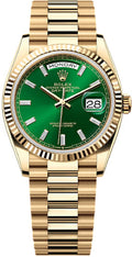 rolex-day-date-36-36mm-bright-green-diamond-set-dial-fluted-bezel-president-bracelet-128238-new-2024-model
