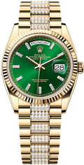 rolex-day-date-36-36mm-bright-green-diamond-set-dial-fluted-bezel-with-diamond-set-president-bracelet-128238-new-2024-model