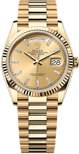 rolex-day-date-36-36mm-champagne-diamond-set-dial-fluted-bezel-president-bracelet-128238-new-2024-model