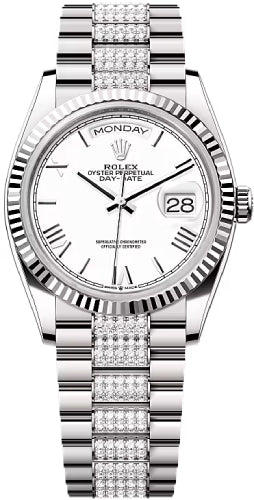 rolex-day-date-36-36mm-white-roman-dial-fluted-bezel-with-diamond-set-president-bracelet-128239-new-2024-model