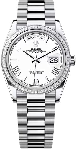 rolex-day-date-36-36mm-white-roman-dial-diamond-set-bezel-president-bracelet-128396tbr-new-2024-model
