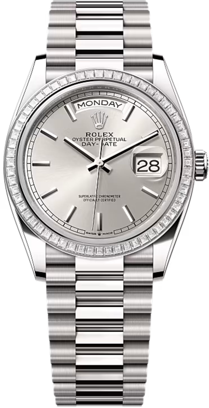 rolex-day-date-36-36mm-silver-stick-dial-diamond-set-bezel-president-bracelet-128399tbr-new-2024-model