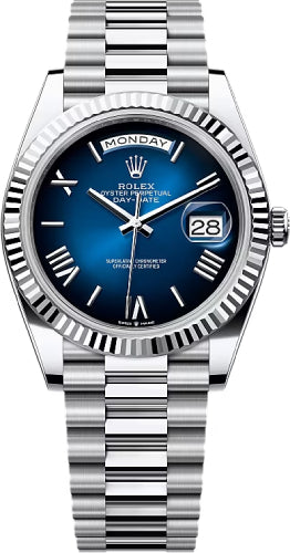 rolex-day-date-40-40mm-blue-ombre-roman-dial-fluted-bezel-president-bracelet-228236-new-2024-model