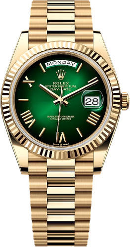 rolex-day-date-40-40mm-slate-green-ombre-roman-dial-fluted-bezel-president-bracelet-228238-new-2024-model