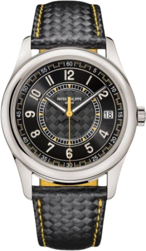 patek-philippe-calatrava-date-sweep-seconds-white-gold-black-carbon-motif-yellow-dial-6007g-001