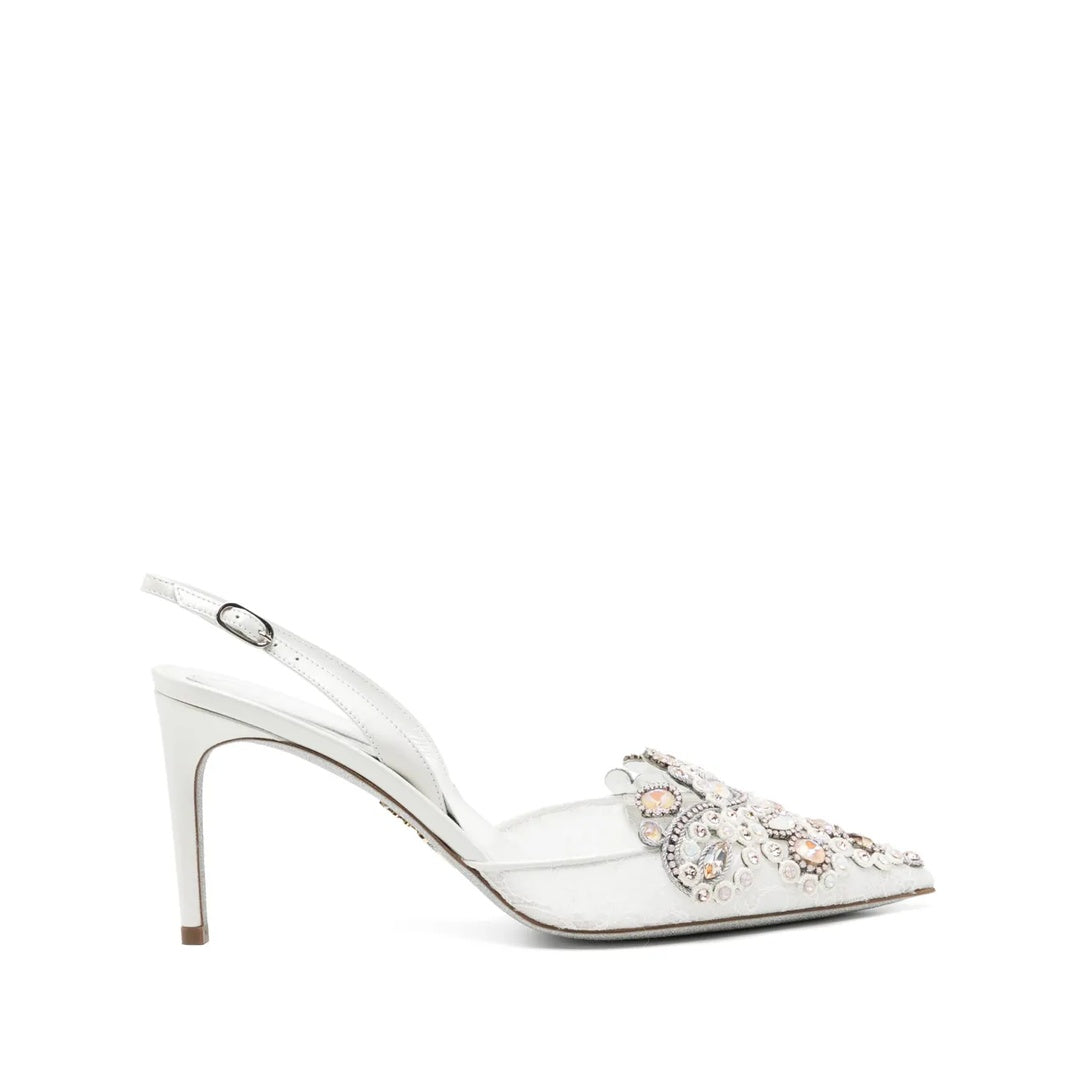 RENÉ CAOVILLA VENEZIANA 65MM CRYSTAL PUMP WHITE