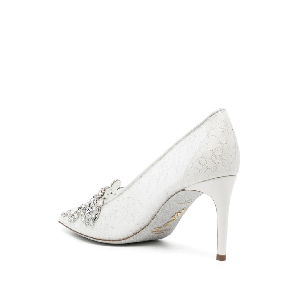 RENÉ CAOVILLA VENEZIANA 65MM CRYSTAL PUMP WHITE