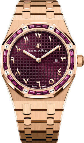 audemars-piguet-royal-oak-quartz-33mm-rose-gold-garnet-baguette-bezel-purple-dial-67656or-gr-1261or-01